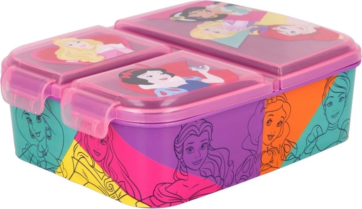 Disney Prinsessen Broodtrommel 3 Vakjes - Officieel Gelicentieerd -18x13 Cm - Brooddoos -Lunchbox 4 Disney Prinsessen Broodtrommel 3 Vakjes - Officieel Gelicentieerd -18x13 Cm - Brooddoos -Lunchbox - Afbeelding 4