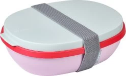 Mepal – Lunchbox Ellipse Duo – Lunchbox Voor Volwassenen En Saladebox To Go– Strawberry Vibe – Magnetronbestendig - Limited Edition
