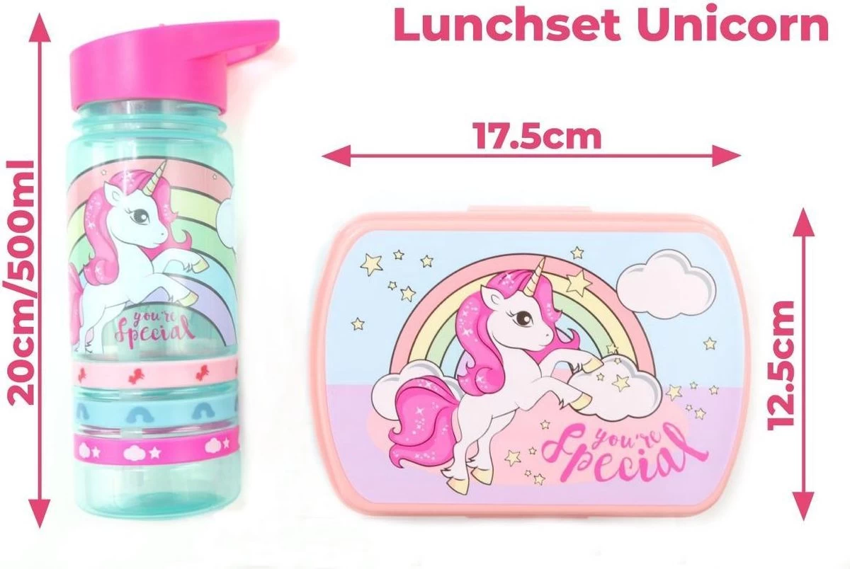 Unicorn Broodtrommel + PET Drinkfles Lichtblauw | Eenhoorn Lunchbox Set Voor Meisjes LS22 7 Unicorn Broodtrommel + PET Drinkfles Lichtblauw | Eenhoorn Lunchbox Set Voor Meisjes LS22 - Afbeelding 7
