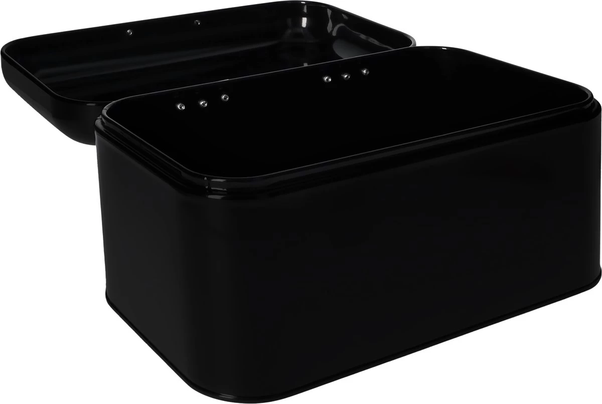QUVIO Broodtrommel - Brooddoos - Brood Bewaren - Vershouddoos Voor Brood - Brooddoos - Klepdeksel - Scharnierdeksel - Zwart - Ijzer - 9,5 Liter Inhoud - 20 X 30 X 16 Cm 2 QUVIO Broodtrommel - Brooddoos - Brood Bewaren - Vershouddoos Voor Brood - Brooddoos - Klepdeksel - Scharnierdeksel - Zwart - Ijzer - 9,5 Liter Inhoud - 20 X 30 X 16 Cm - Afbeelding 2