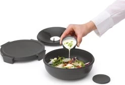 Brabantia Make & Take Salade Lunchbox - 1,3 L - Kunststof - Dark Grey -Voedselopslag Winkel 1200x815