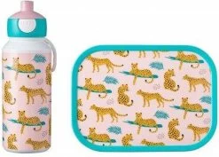 Mepal – Lunchset Campus (pu + Lb) – Pop-up Drinkfles En Broodtrommel Voor Kinderen – Leopard – Bento Box – Lekvrij