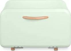 Navaris Metalen Broodtrommel Met Klapdeksel - Vershouddoos Voor Brood - 35 X 24 X 23 Cm - Van Ijzer Met Houten Details In Mintgroen -Voedselopslag Winkel 1200x868 6