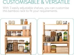 Navaris Keukenrek Met 3 Planken - Verstelbaar Kruidenrek Van Bamboe - Staand - Stevige Constructie - Natuurlijk Bamboehout - Waterafstotend -Voedselopslag Winkel 1200x896 4