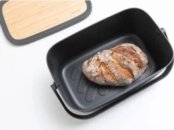 Brabantia Nic Broodtrommel - Met Bamboe Deksel - Dark Grey -Voedselopslag Winkel 1200x897 2