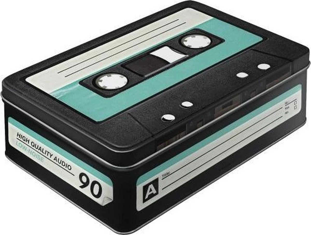 Merkloos Retro Cassette Bewaarblik 23 Cm 1 Merkloos Retro Cassette Bewaarblik 23 Cm