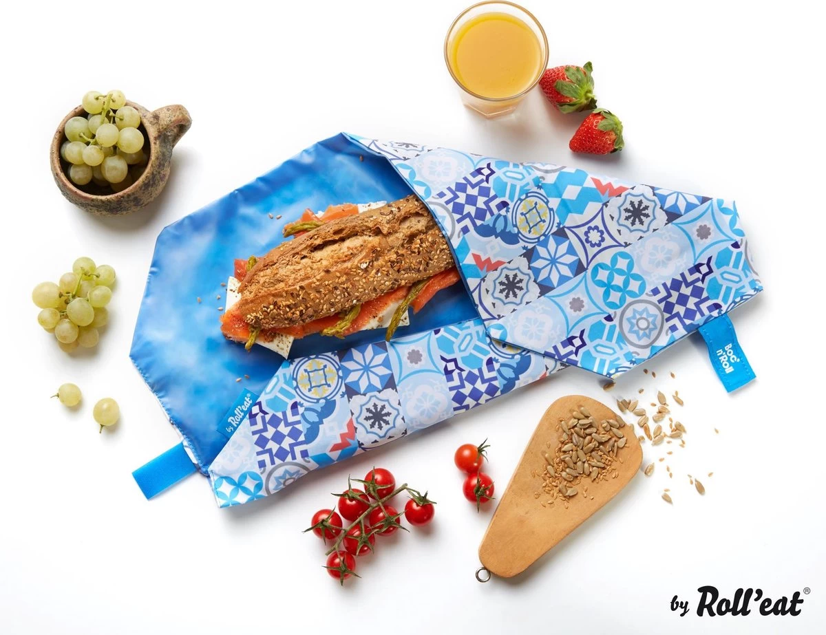 Boc'n'Roll Foodwrap - Patchwork Blauw 2 Boc'n'Roll Foodwrap - Patchwork Blauw - Afbeelding 2