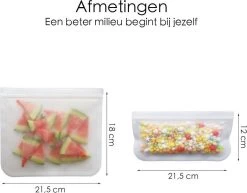 Merkloos Siliconen Vershoudzakken - 10 Stuks - Diepvrieszakken - Lekvrij - Boterhamzak Herbruikbaar - Bewaarzakjes - Duurzaam - Hersluitbaar -Voedselopslag Winkel 1200x938 1