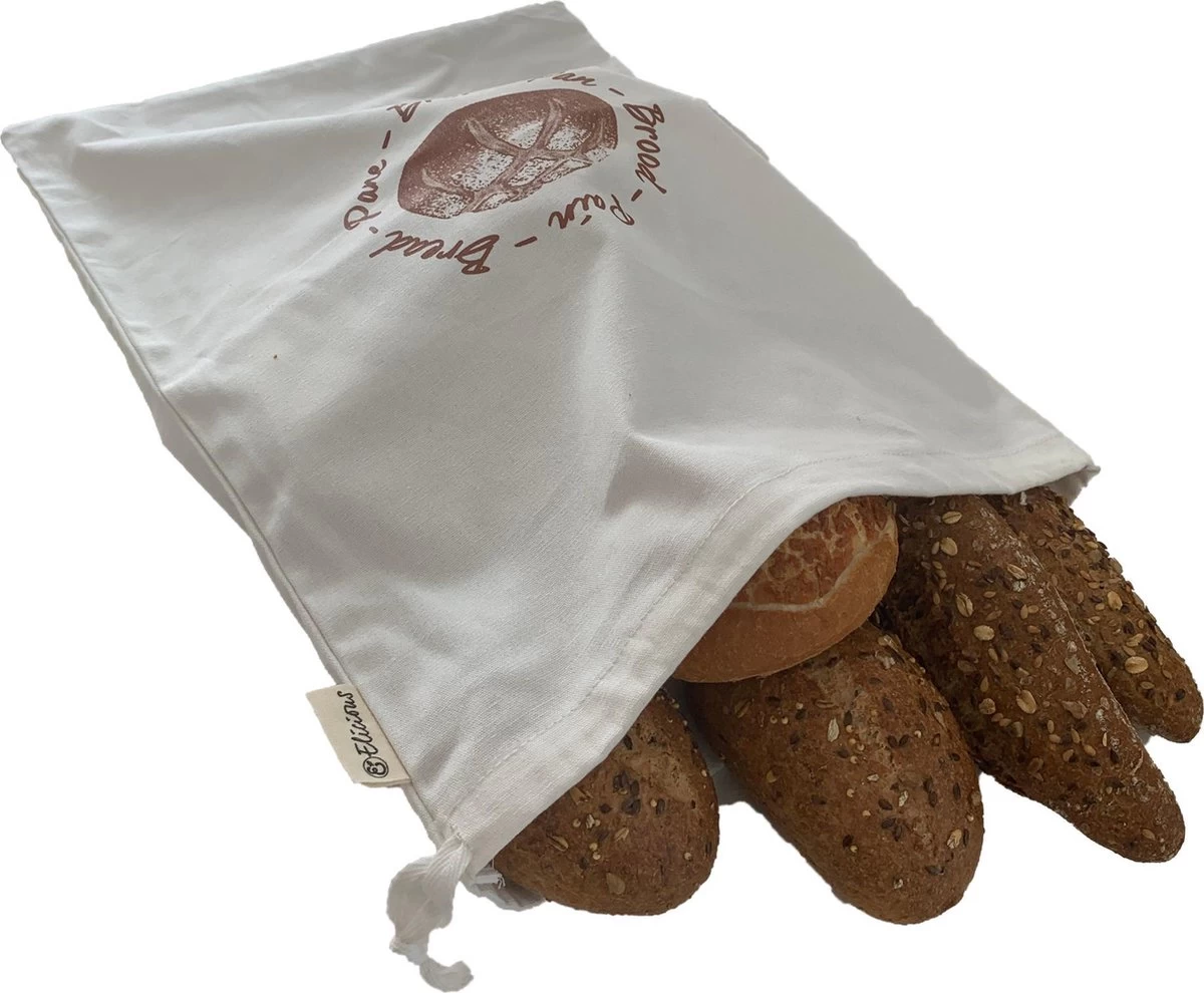 Elicious® - Broodzak - Herbruikbaar - Biologisch Katoen - GOTS Certificaat - Wasbaar - Zero Waste - Herbruikbare Zak 1 Elicious® - Broodzak - Herbruikbaar - Biologisch Katoen - GOTS Certificaat - Wasbaar - Zero Waste - Herbruikbare Zak