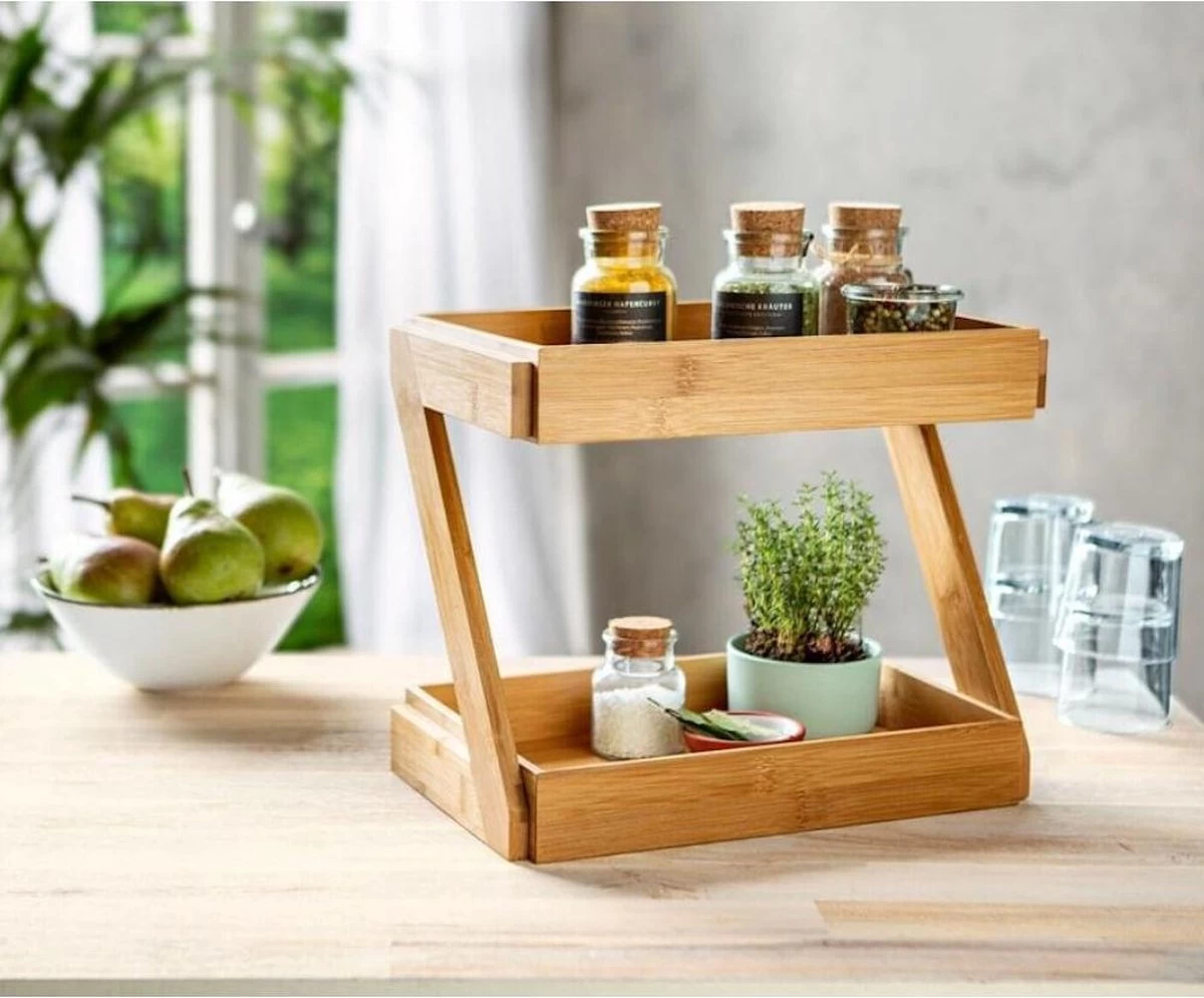 Merkloos Decopatent® 2 Laags Keuken Opbergrek - Staand Rek 2 Etages - Keukenrek - Bamboe Hout - Etagere Rek - Kruidenrek - Keuken Organizer 1 Merkloos Decopatent® 2 Laags Keuken Opbergrek - Staand Rek 2 Etages - Keukenrek - Bamboe Hout - Etagere Rek - Kruidenrek - Keuken Organizer