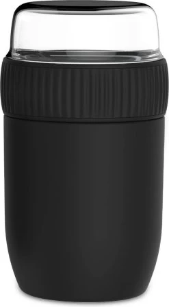 Coninx Thermos Lunchbox - Muesli Beker To Go - Isoleer Lunchpot - Yoghurtbeker To Go - Mueslibeker 840ml (600ml+240ml) - RVS / Zwart -Voedselopslag Winkel 662x1200