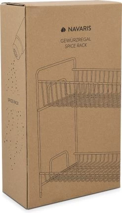 Navaris Stalen Kruidenrekje 2 Laags - Kruidenrek Staand - Rek Voor Kruidenpotjes En Glaasjes - Multifunctionele Organizer Voor Keuken En Badkamer -Voedselopslag Winkel 690x1200