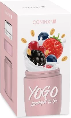 Coninx Yoghurtbeker To Go - Muesli Beker To Go - Lunchbeker - Mueslibeker 640ml (450ml+190ml) - Roze -Voedselopslag Winkel 728x1200 1