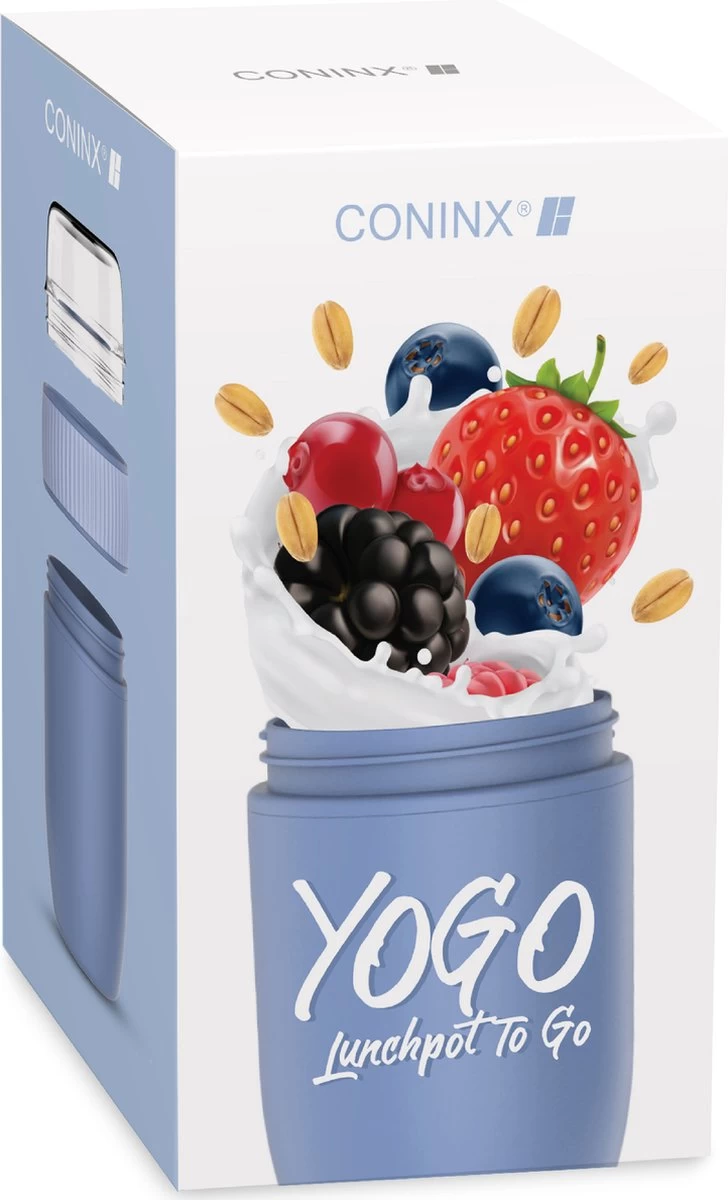 Coninx Yoghurtbeker To Go - Muesli Beker To Go - Lunchbeker - Mueslibeker 640ml ( 450ml+190ml ) - Blauw 7 Coninx Yoghurtbeker To Go - Muesli Beker To Go - Lunchbeker - Mueslibeker 640ml ( 450ml+190ml ) - Blauw - Afbeelding 7