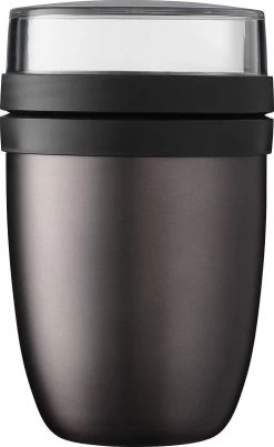 Mepal – Isoleer Lunchpot Ellipse – Houdt Je Eten 6-8 Uur Warm En 12 Uur Koud – Titanium – 2 Compartimenten – Soep Beker To Go – Yoghurt Beker Muesli - Thermos Lunchbox
