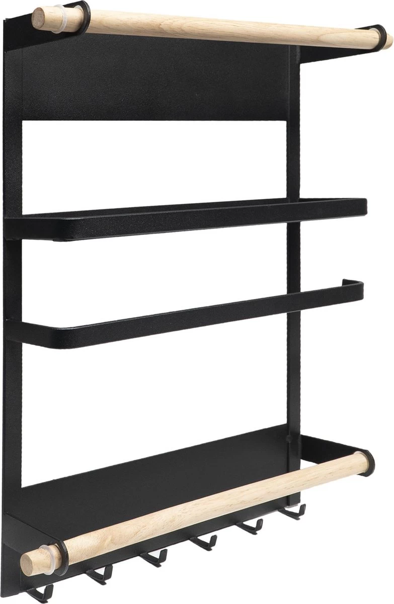 QUVIO Keukenrekje Van Metaal Magnetisch - Kruidenrek - Keuken Opbergrek Voor Kruiden, Handdoeken En Opscheplepels - Zwart 1 QUVIO Keukenrekje Van Metaal Magnetisch - Kruidenrek - Keuken Opbergrek Voor Kruiden, Handdoeken En Opscheplepels - Zwart