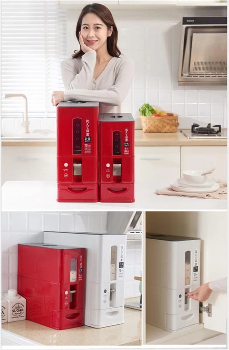 Merkloos TDR-Japans Rijst/Granen Container/Dispenser/ Opbergdoos - 6KG Inhoud - Wit 12 Merkloos TDR-Japans Rijst/Granen Container/Dispenser/ Opbergdoos - 6KG Inhoud - Wit - Afbeelding 12