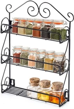 KitchenBrothers Kruidenrek - Staand En Ophangbaar - Voor 21 Potjes - 3 Laags - Metaal -Voedselopslag Winkel 814x1200