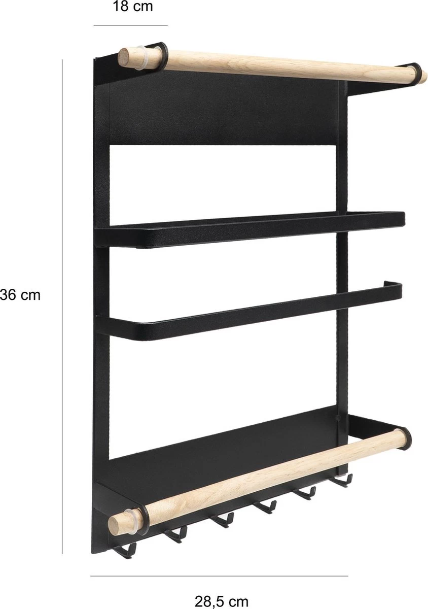 QUVIO Keukenrekje Van Metaal Magnetisch - Kruidenrek - Keuken Opbergrek Voor Kruiden, Handdoeken En Opscheplepels - Zwart 9 QUVIO Keukenrekje Van Metaal Magnetisch - Kruidenrek - Keuken Opbergrek Voor Kruiden, Handdoeken En Opscheplepels - Zwart - Afbeelding 9