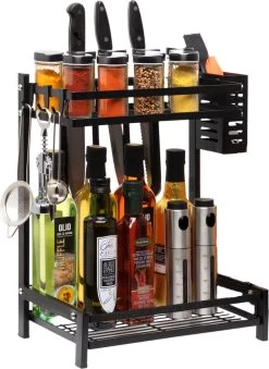 Pazzo Goods - Keuken Organizer - Keukenrek - Zwart - Metaal - 2 Laags - Multifunctioneel - Zwart - -Voedselopslag Winkel 875x1200