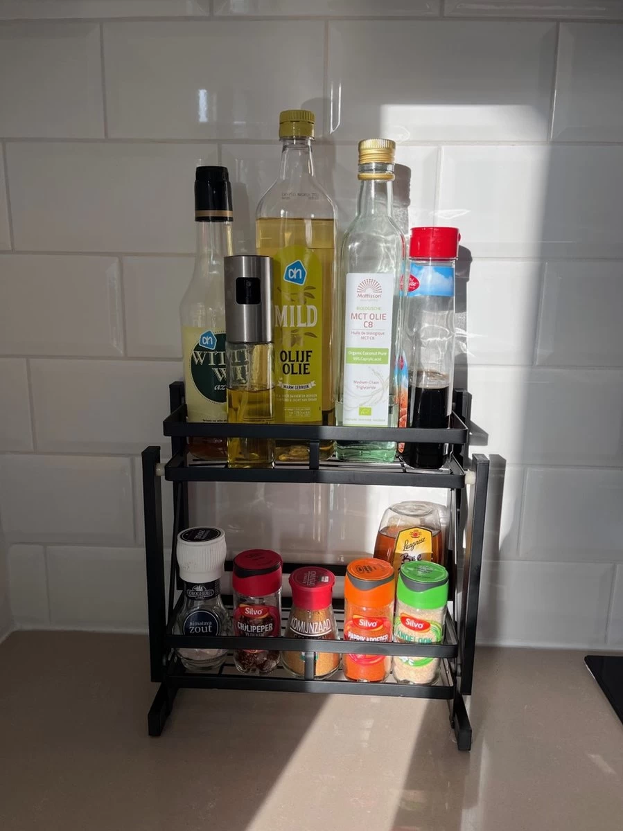 Merkloos Inklapbaar Kruidenrek - 2-laags Keukenrek - Aanrecht Organizer - Kruiden Etàgere - Staand Keukenrek 8 Merkloos Inklapbaar Kruidenrek - 2-laags Keukenrek - Aanrecht Organizer - Kruiden Etàgere - Staand Keukenrek - Afbeelding 8