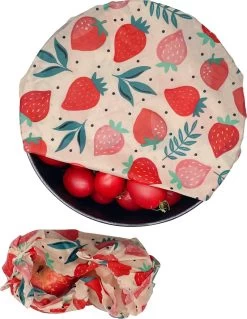 Bijenwas Wraps (Bijenwas Doek) - "rode Aardbei" Set Van 3 - 1S, 1M, 1L - Beeswax Wraps - Herbruikbaar Boterhamzakje - Bee Wrap - Beewax - Bijenwasdoek - Zero Waste - Duurzaam Cadeau -Voedselopslag Winkel 930x1200 2