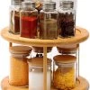Merkloos Decopatent® Kruidenrek / Fruitschaal Bamboe - Rond - Kruiden Carrousel - Draaibaar - Staand Bamboe Specerijenrek Draaiplateau - Fruitrek