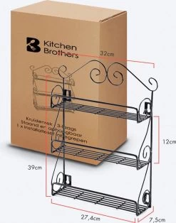 KitchenBrothers Kruidenrek - Staand En Ophangbaar - Voor 21 Potjes - 3 Laags - Metaal -Voedselopslag Winkel 945x1200