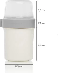 Lock&Lock Yoghurtbeker - Yoghurt Beker To Go - Muesli Beker To Go - Lunchpot - Lunchbeker - Medium - 560 Ml + 310 Ml - Wit -Voedselopslag Winkel 952x1200